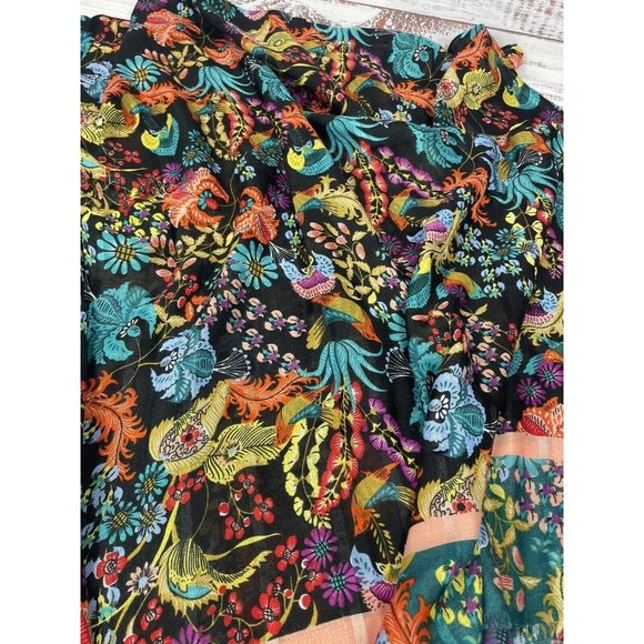 Beautiful Floral Lightweight Fringe Scarf 36"x72" Bohemian Boho Chic - Picture 2 of 6